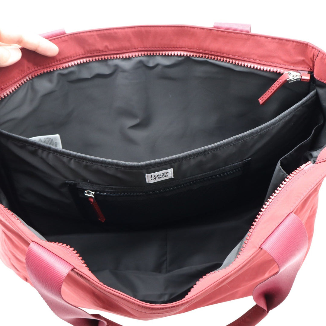 Athleta Power of She Nylon Tote Bag Dark Red Gym Travel Laptop Sleeve Large
