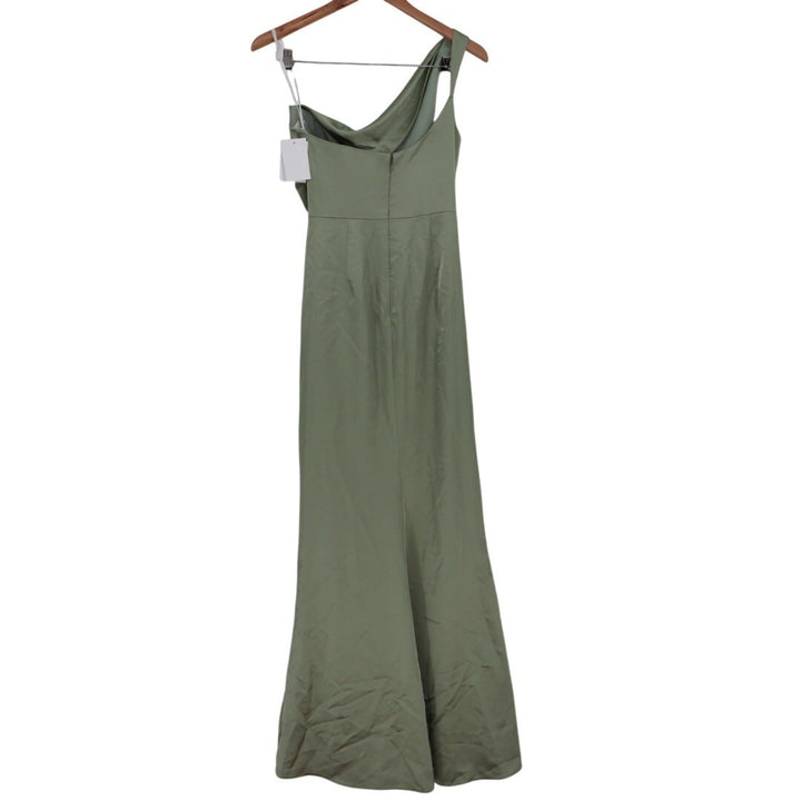 After Six One-Shoulder Cat-Eye Neckline Fit and Flare Satin Maxi Dress Size 2
