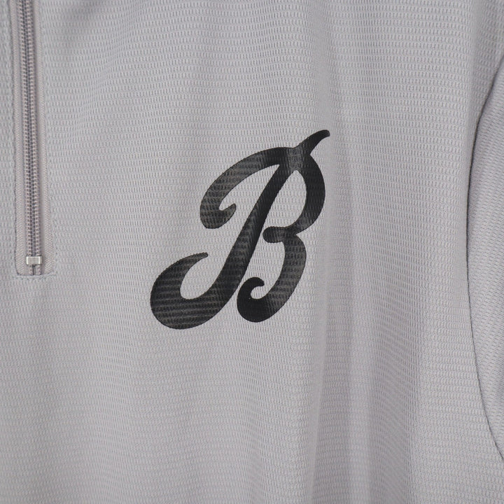 Baseballism Mens Gray Short Sleeve Quarter Zip Hoodie Mesh Training Shirt Large