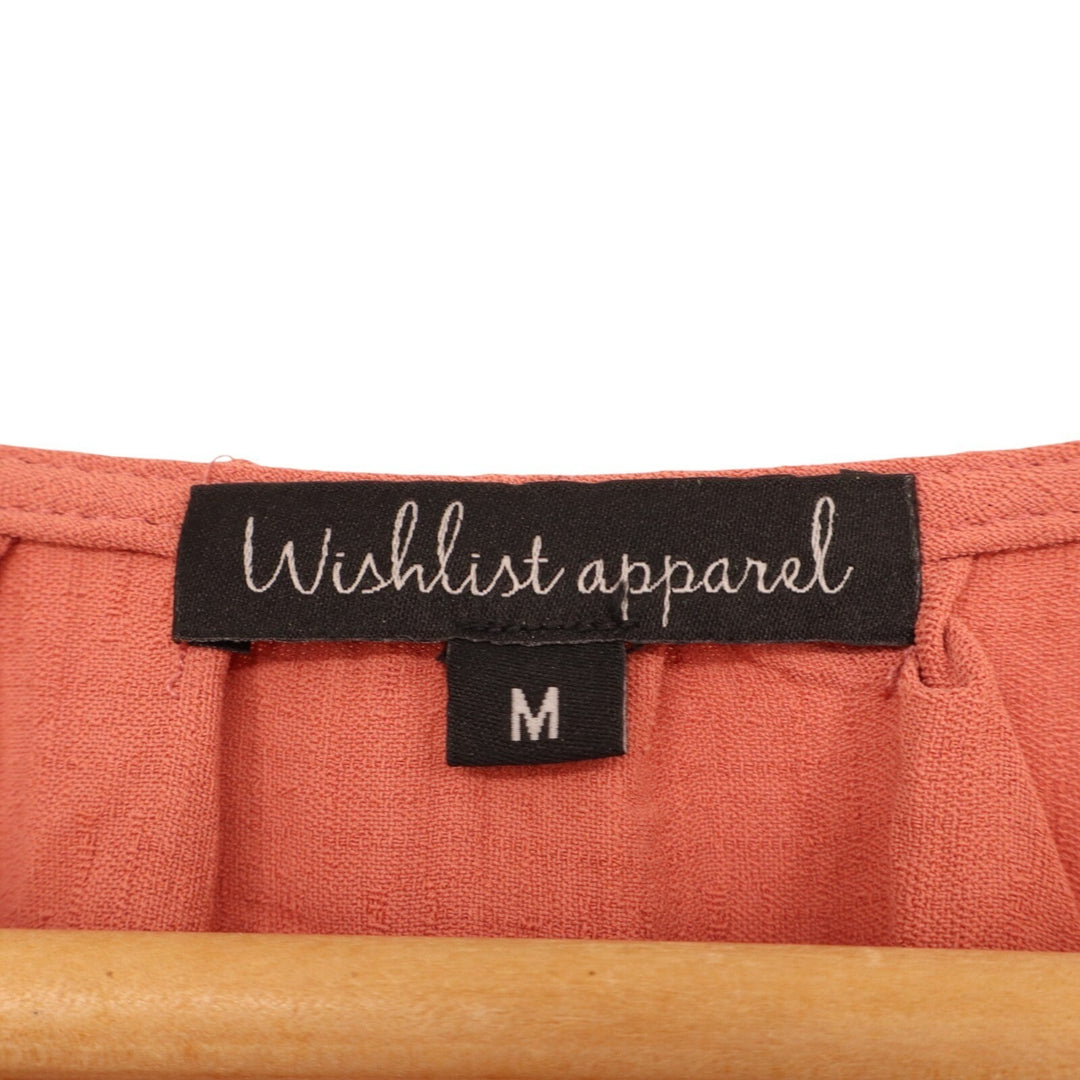 Wishlist Apparel Mini Dress Womens Medium Peach Pleated Tie Neck Sleeveless