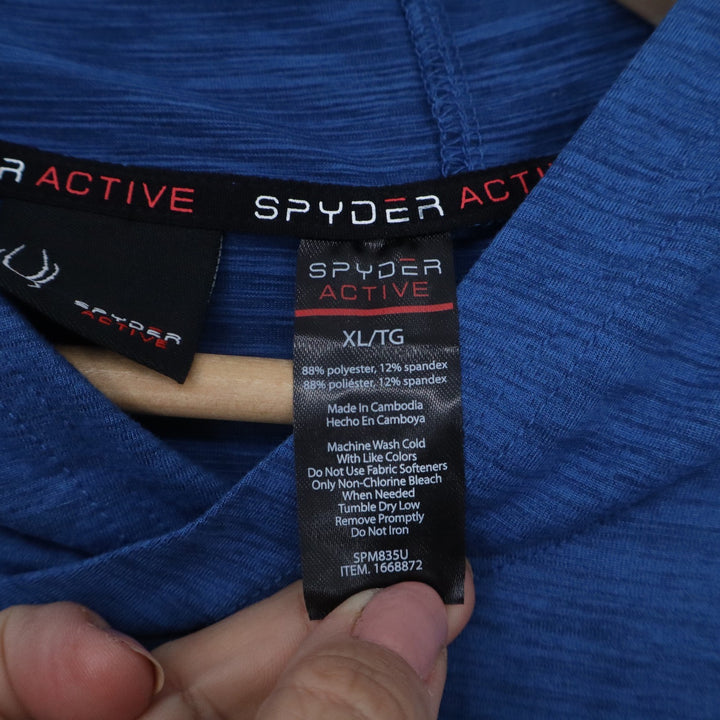 Spyder Active Mens XL Blue Heathered Long Sleeve Hoodie Kangaroo Pocket