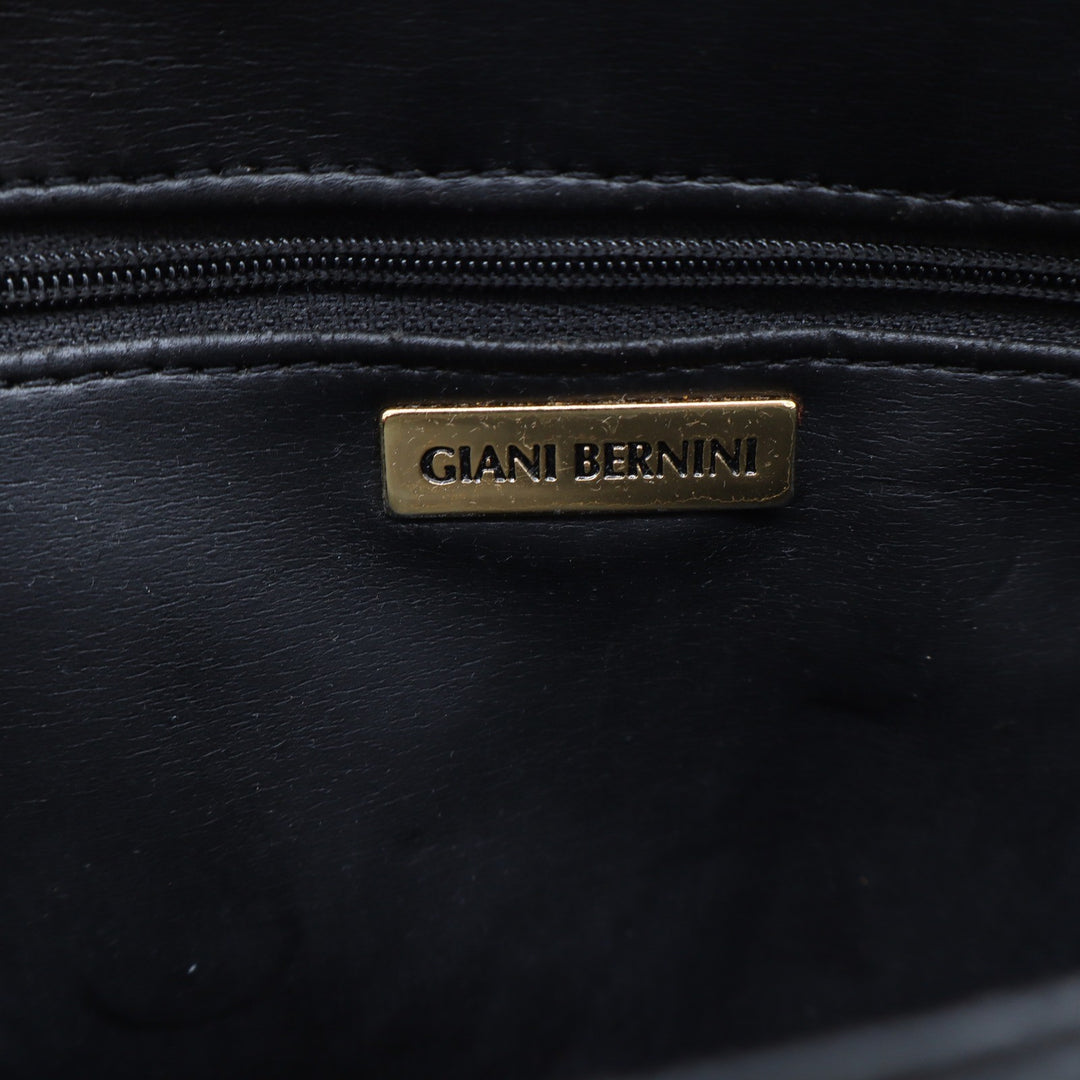 Giani Bernini Shoulder Bag Womens Medium Flap Over Black Leather Multi Pocket