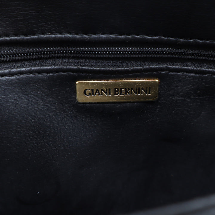 Giani Bernini Shoulder Bag Womens Medium Flap Over Black Leather Multi Pocket