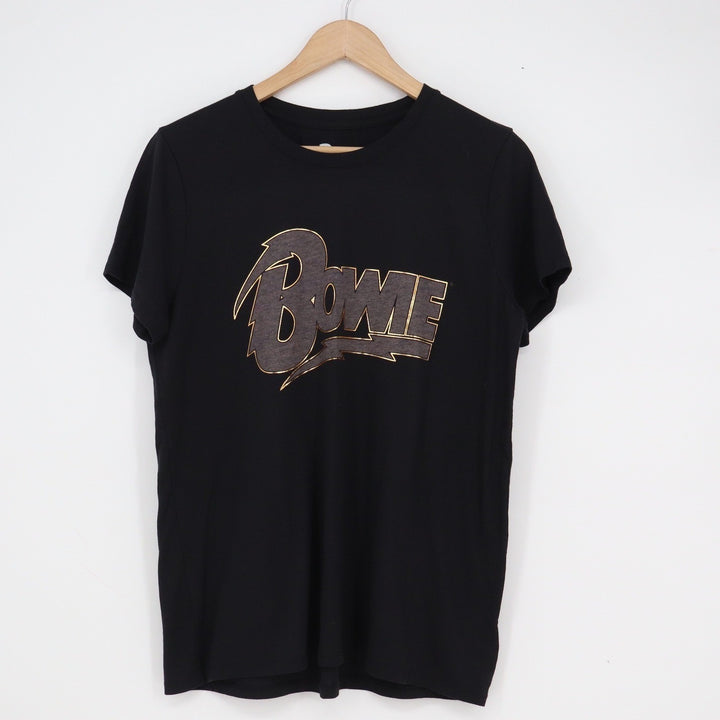 Lucky Brand David Bowie Graphic T-Shirt Black Gold Foil Logo Rock Tee Large