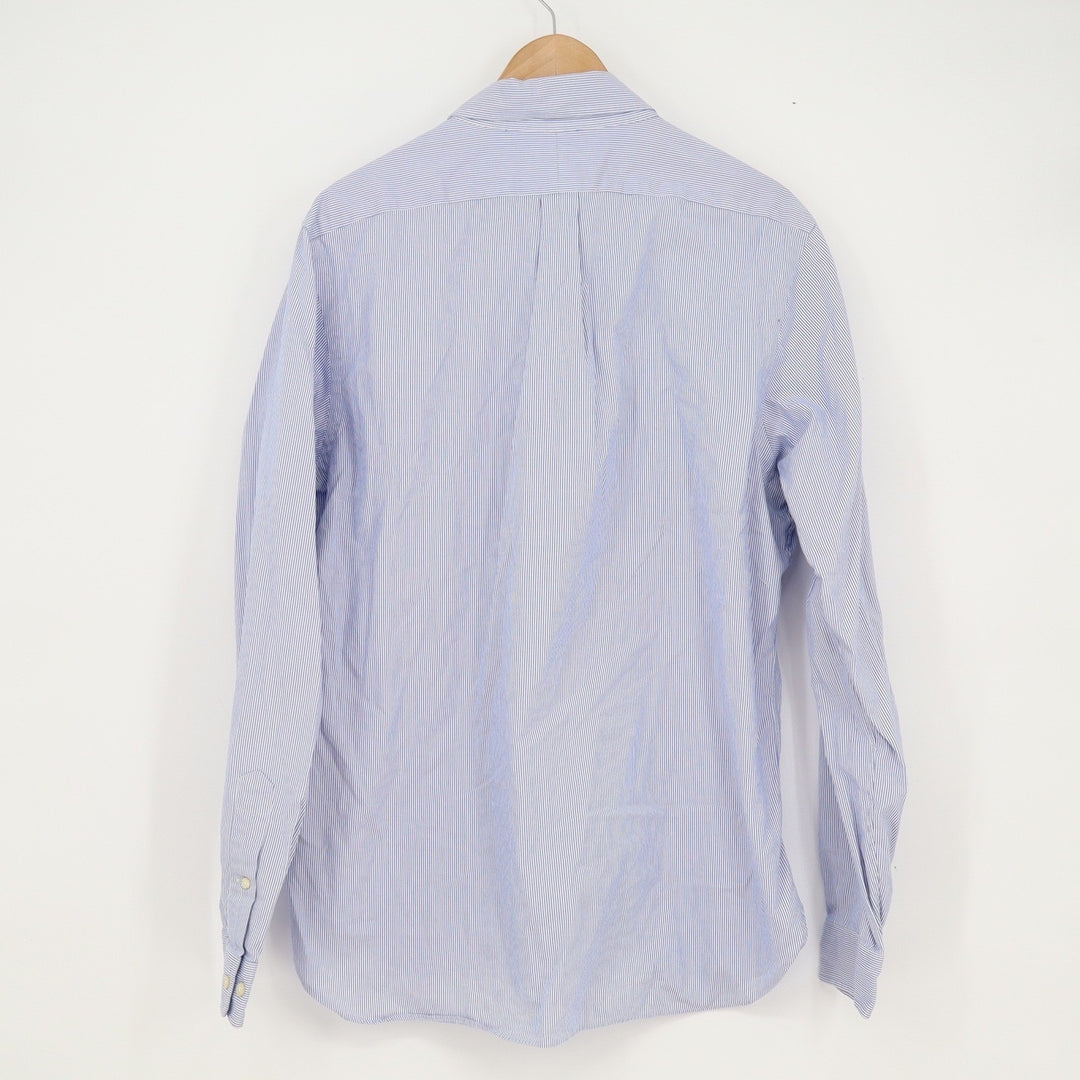 Ralph Lauren Mens Blue White Striped Button Down Shirt 16.5 36/37 Cotton Pony