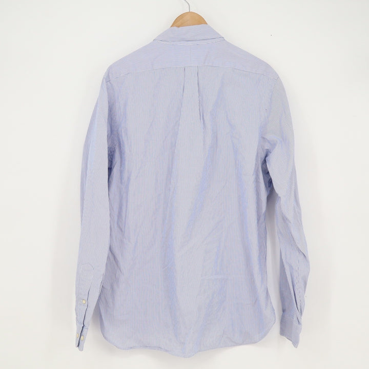 Ralph Lauren Mens Blue White Striped Button Down Shirt 16.5 36/37 Cotton Pony