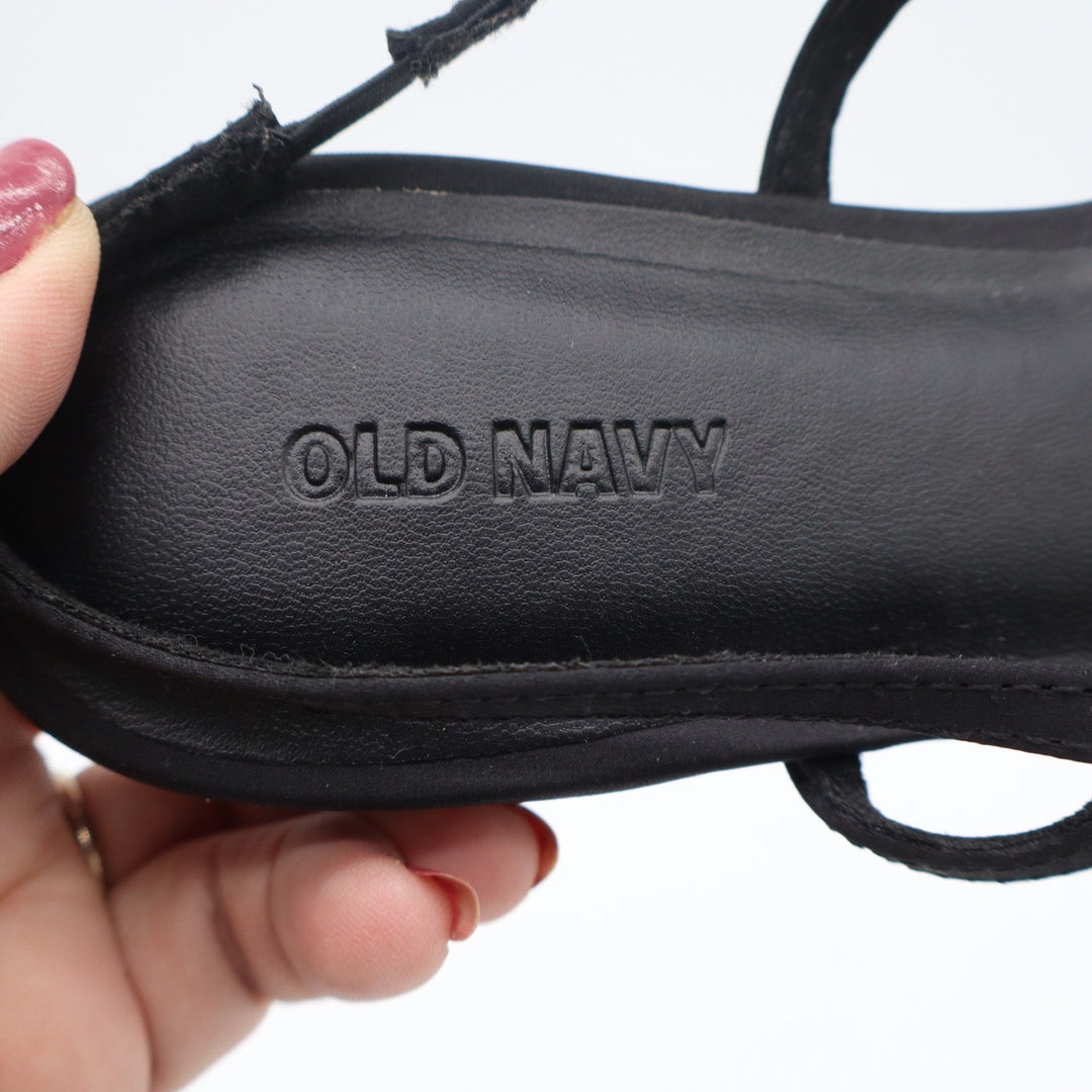 Old Navy Womens Black Satin Pointed Toe Bow Slingback Flats Size 8.5