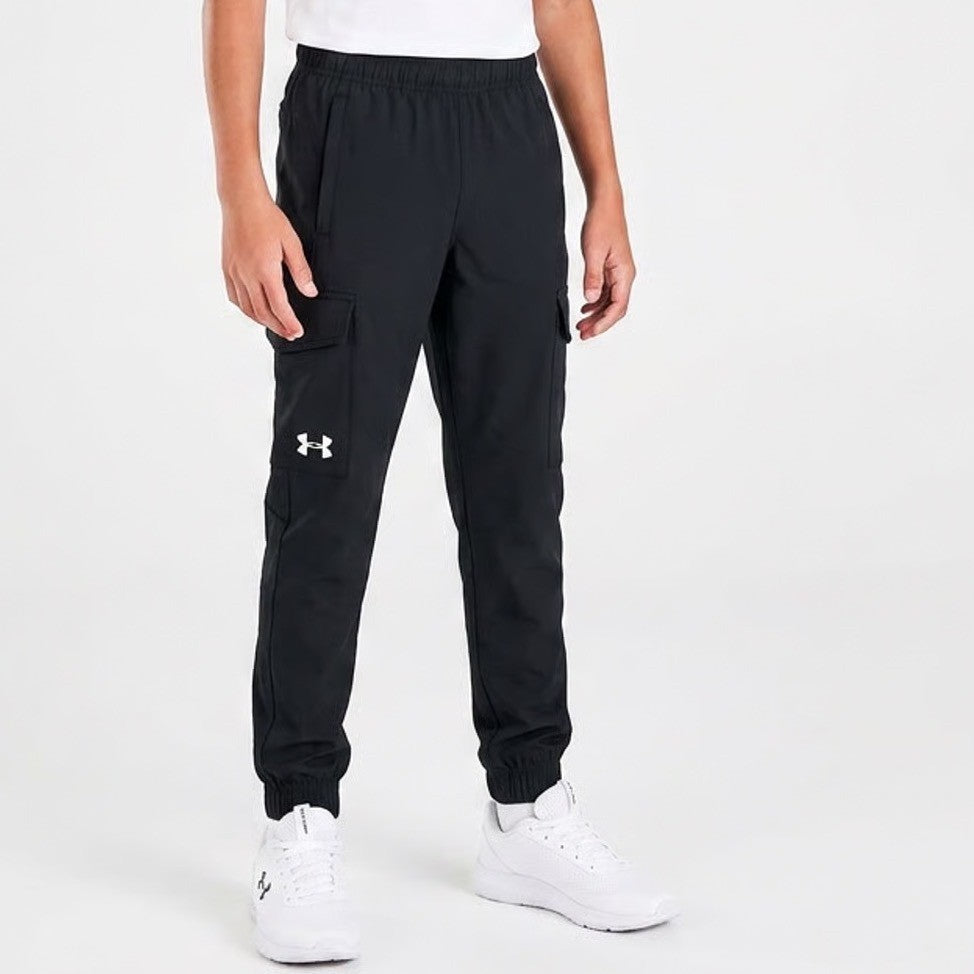 Under Armour Boys Pennant Woven Cargo Pants Black Youth Small YSM  NWT