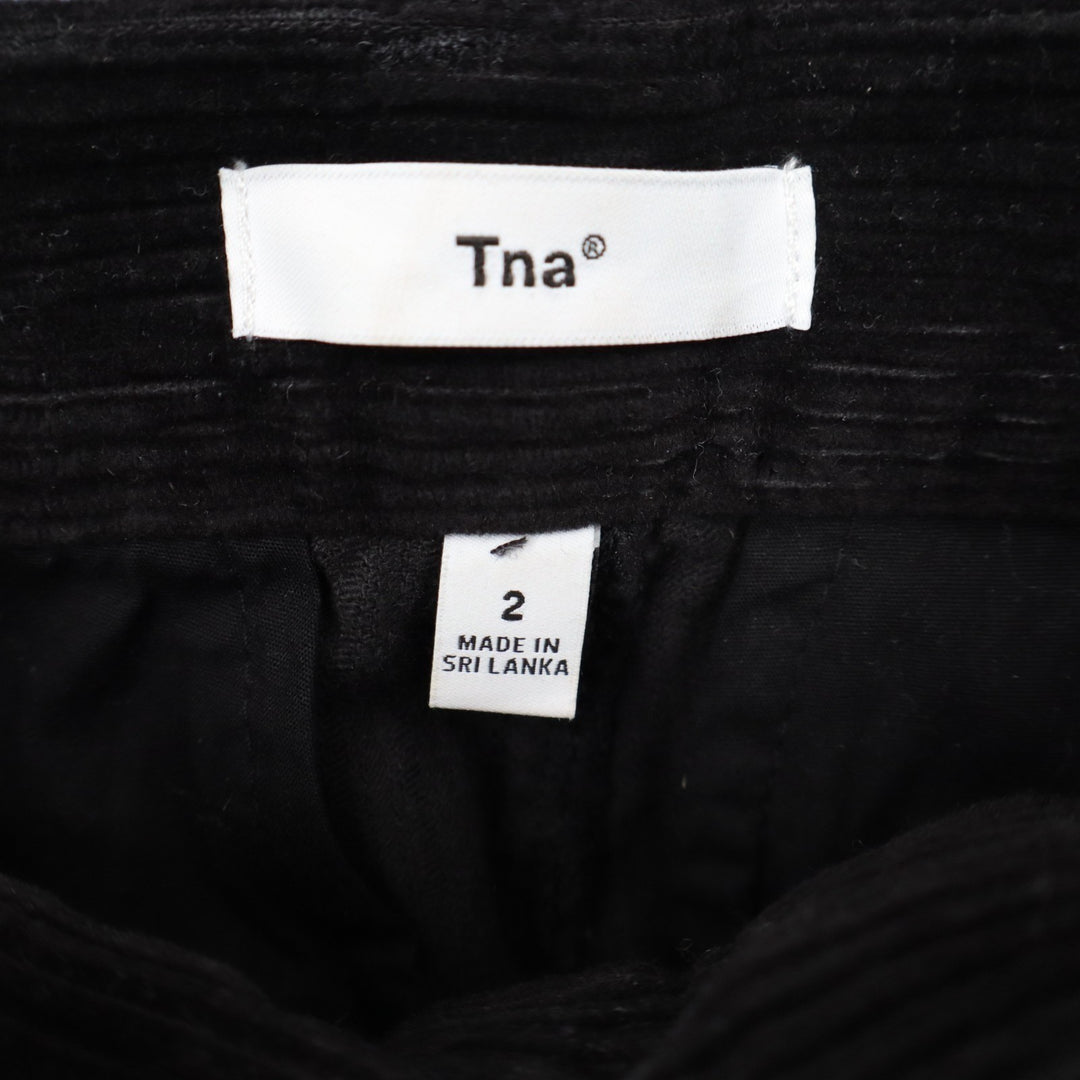 Aritzia TNA Ripcord Corduroy Chino Pants Womens 2 Black Cotton Relaxed Wide Leg