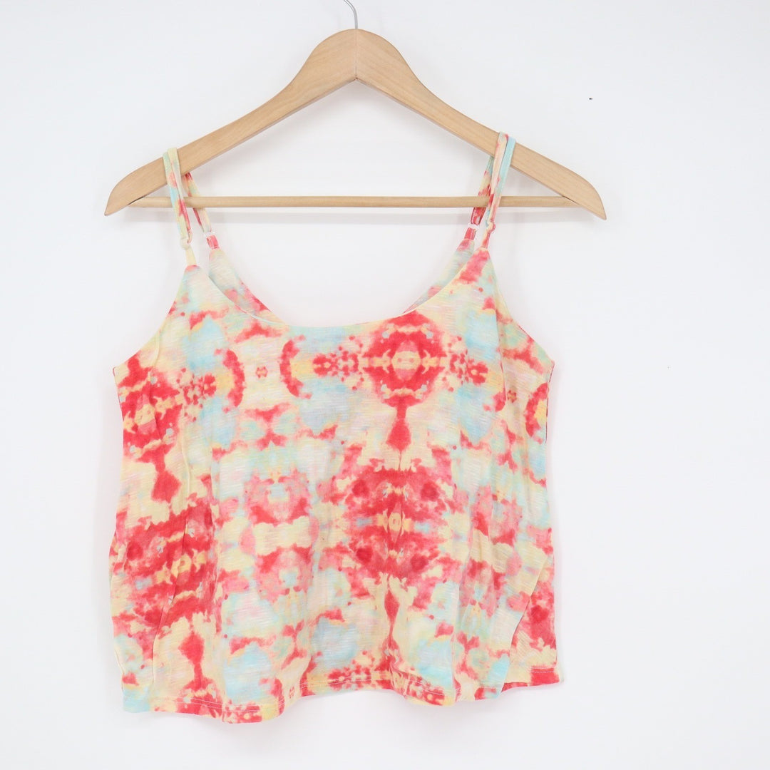 Liberty Love Pink Yellow Blue Tie Dye Cami Tank Top Adjustable Straps Size M