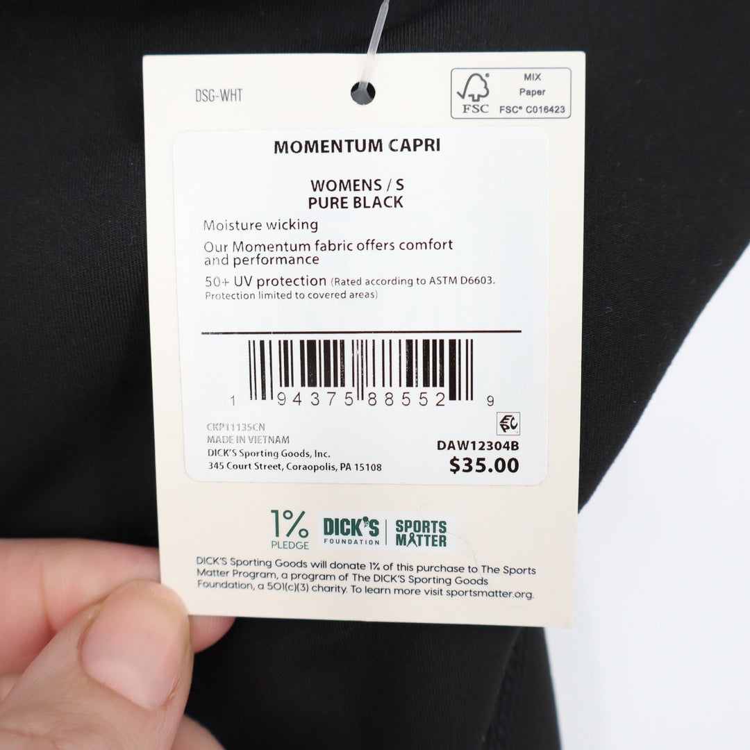 DSG Womens Momentum Capri Leggings Pure Black High Rise Size S