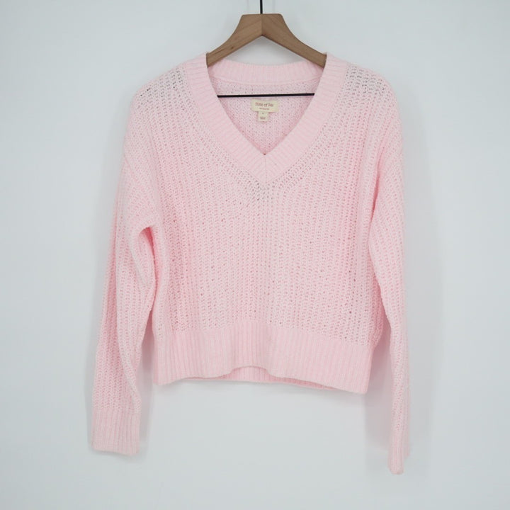 State of Day Intimates Pajama Top Womens Small Baby Pink Waffle Knit Sleepwear