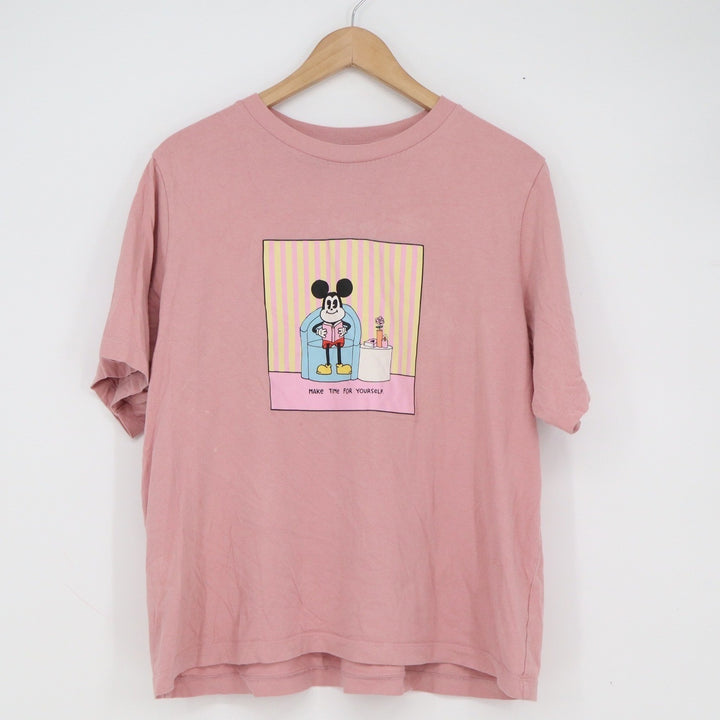 Uniqlo UT Disney Esther Kim Mickey Mouse Graphic T-Shirt Pink XL
