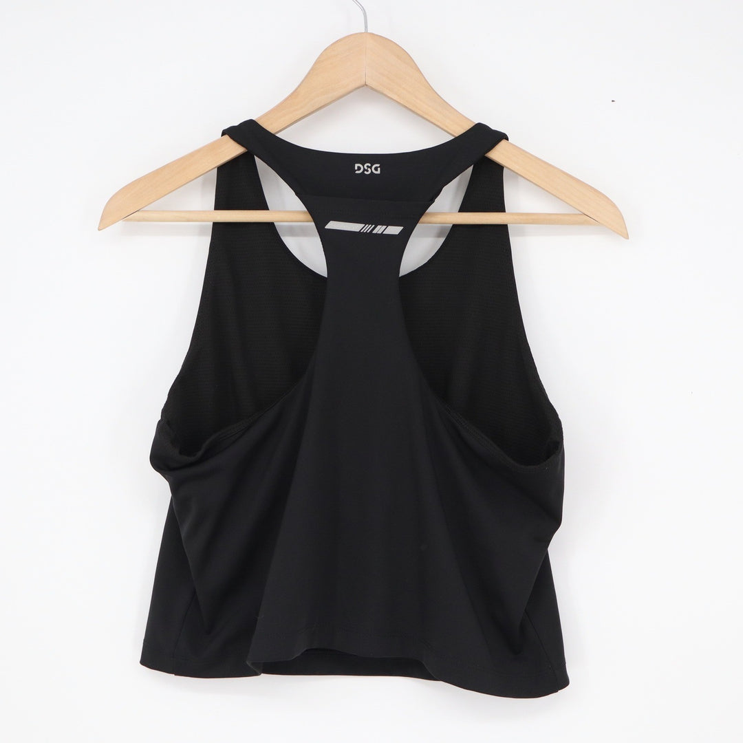 DSG Womens Black Racerback Activewear Tank Top with Shelf Bra Size L IMB0995