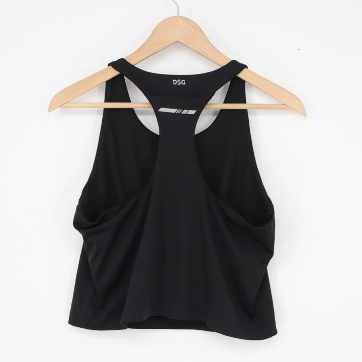 DSG Womens Black Racerback Activewear Tank Top with Shelf Bra Size L IMB0995