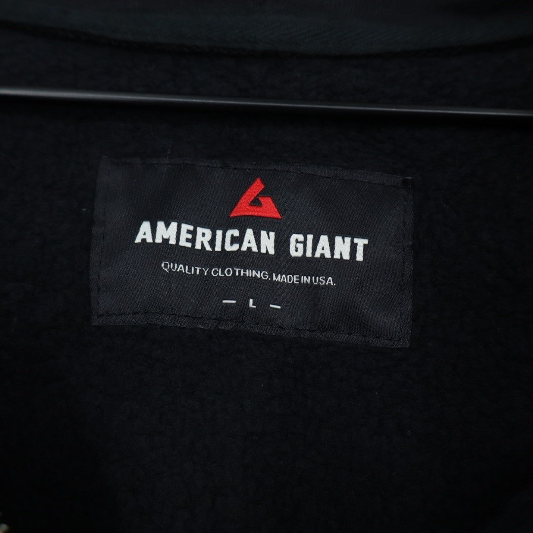 American Giant Hoodie Men Large Black Full Zip Cotton Sherpa Lined Everyday Wear