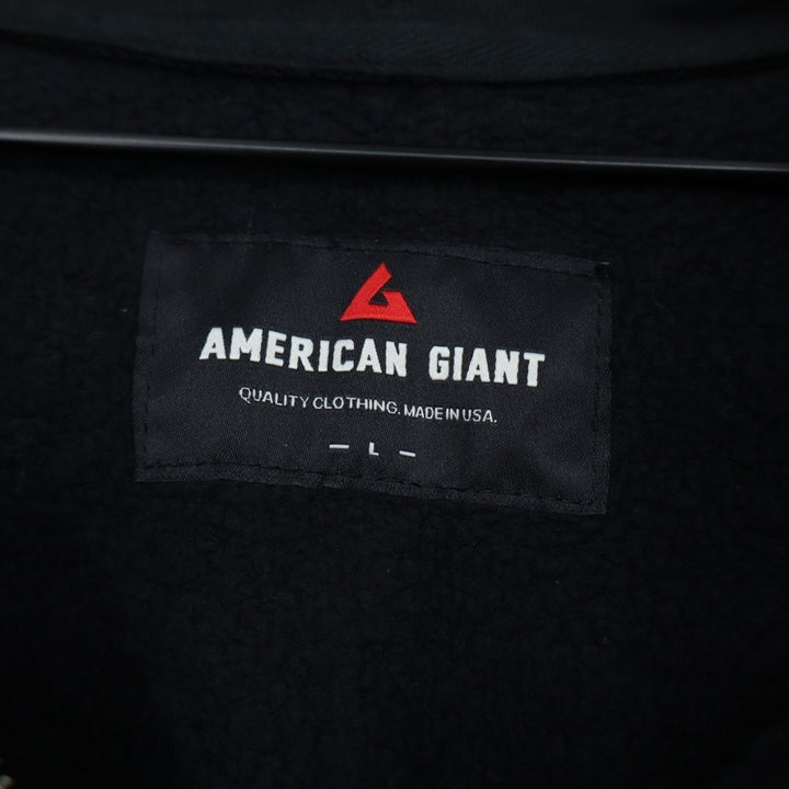 American Giant Hoodie Men Large Black Full Zip Cotton Sherpa Lined Everyday Wear