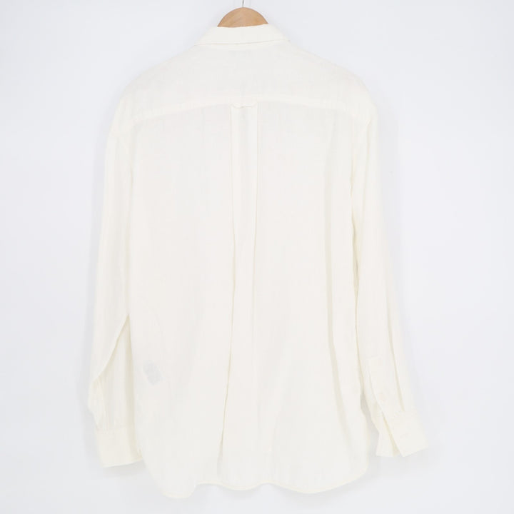 Athleta Shirt Womens Medium White Linen Long Sleeve Spread Collar Button Up