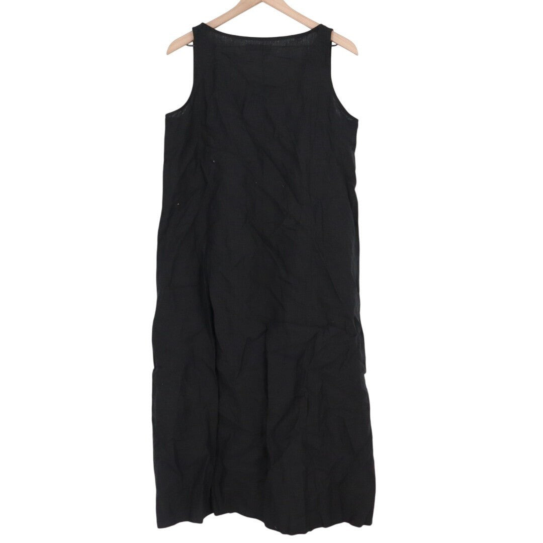 American Giant Tank Dress Womens Medium Black Linen V-Neck Pockets Everyday Wear