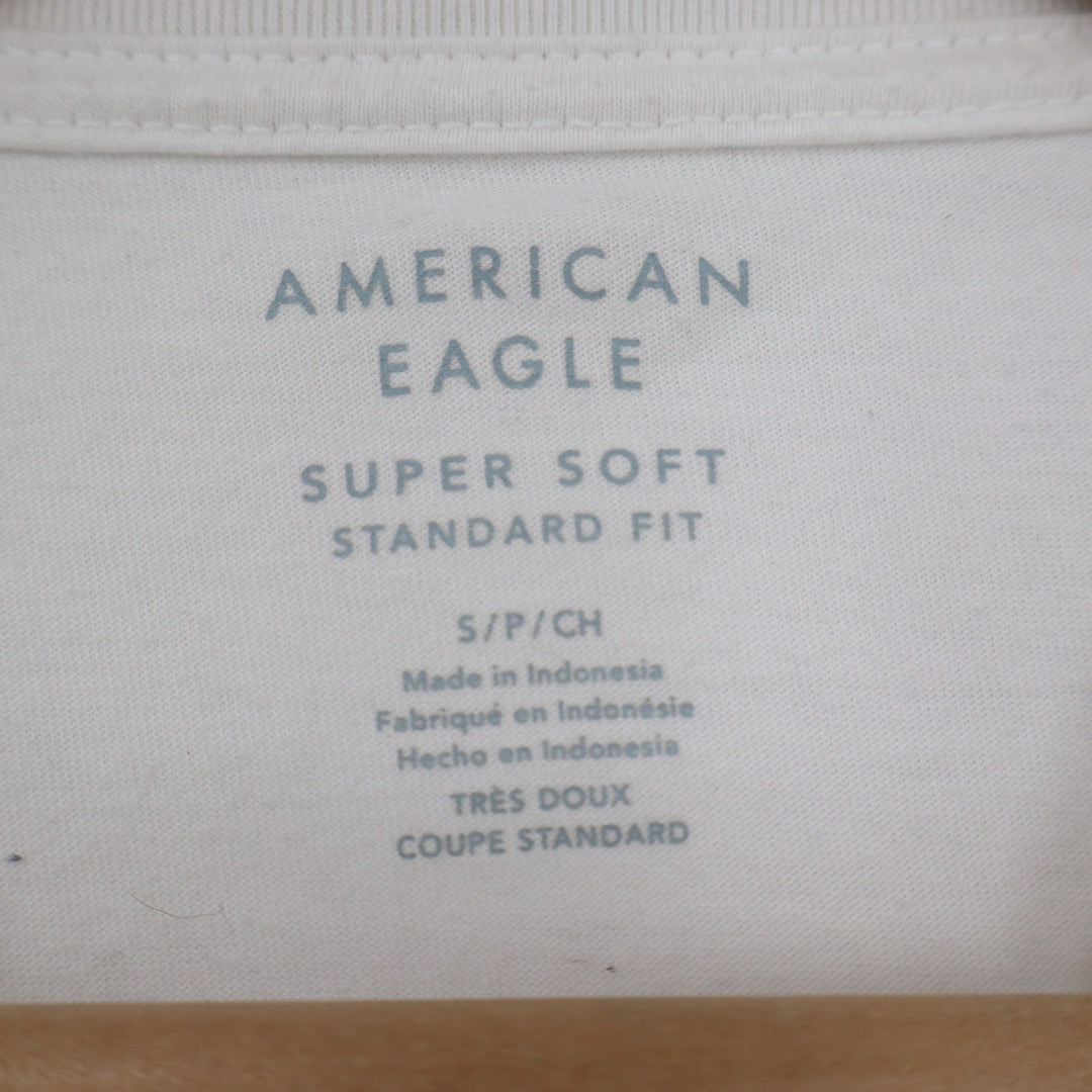 American Eagle Mens Super Soft Henley Shirt Cream White Short Sleeve Small