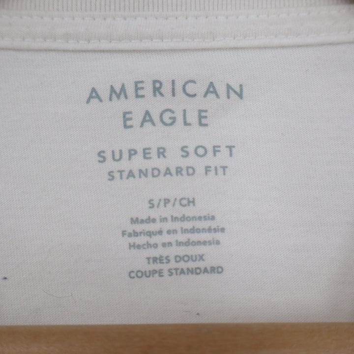 American Eagle Mens Super Soft Henley Shirt Cream White Short Sleeve Small