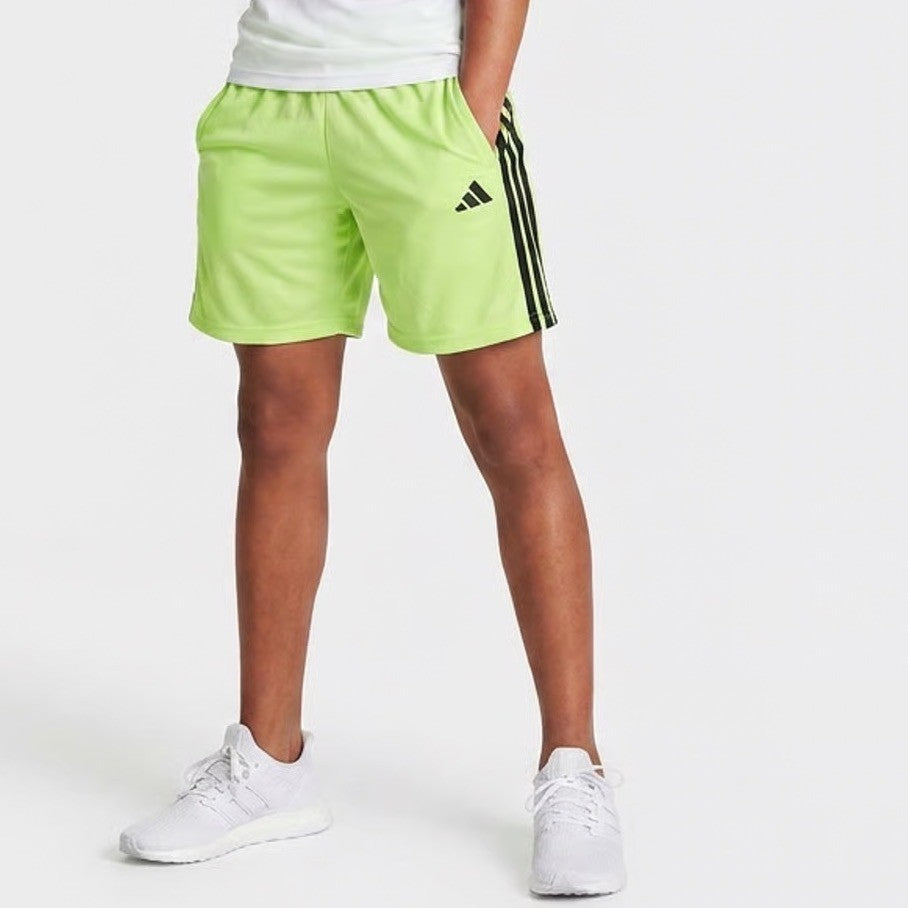 Adidas Boys Pulse Lime 3S Essentials Mid Thigh Shorts Green Size L 14/16