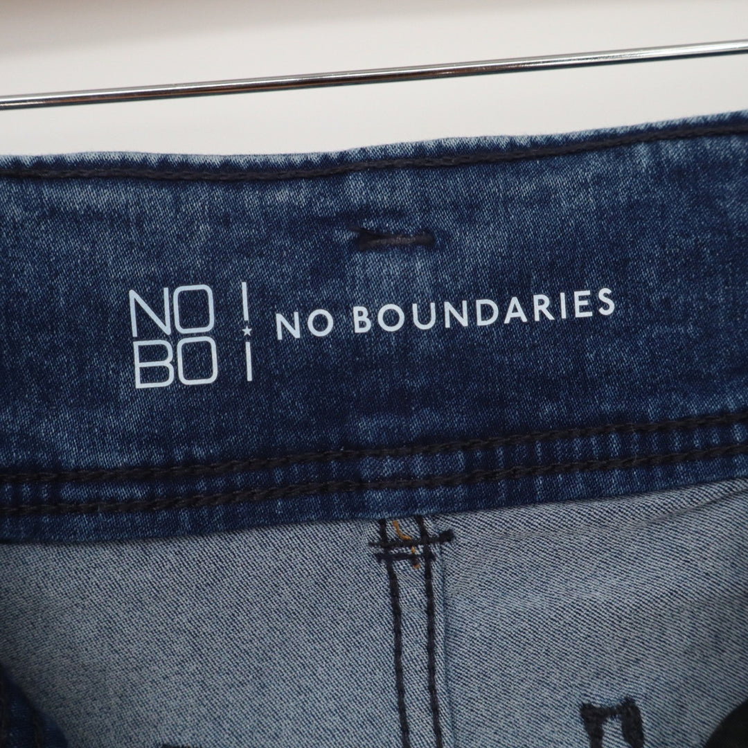 No Boundaries Womens Size 9 High Rise Acid Wash Skinny Jeans Double Button Blue