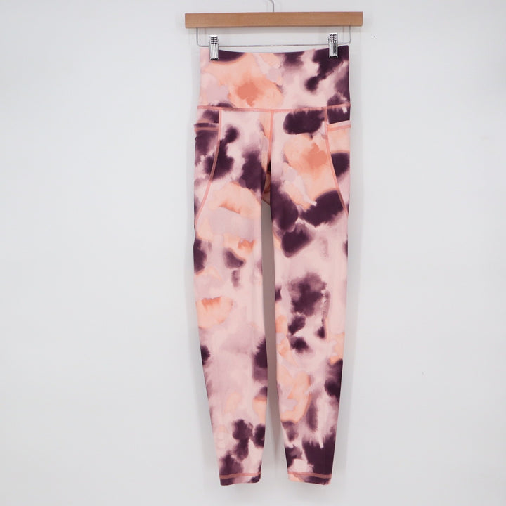 Old Navy Active Elevate Go-Dry High Rise Pocket Leggings Pink Watercolor Small
