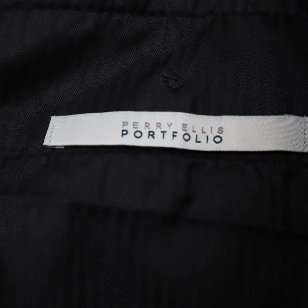 Perry Ellis Dress Pants Mens 36x30 Portfolio Slim Fit Navy Blue Stretch