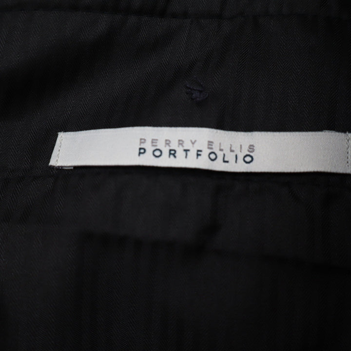 Perry Ellis Dress Pants Mens 36x30 Portfolio Slim Fit Navy Blue Stretch