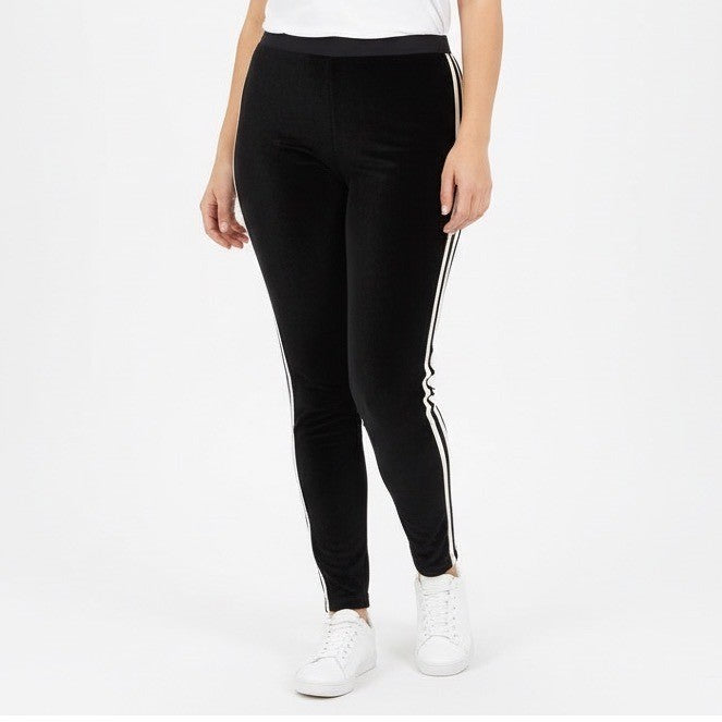 Nordstrom Velvet Leggings Black White Stripe Athletic Athleisure XL