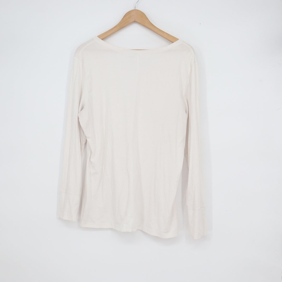 ana A New Approach Cream Scoop Neck Long Sleeve Tee Shirt XL