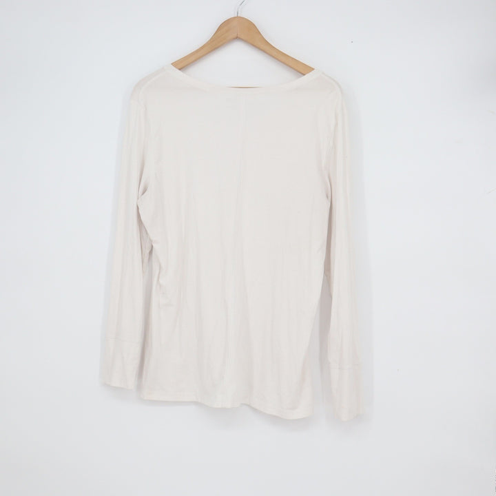 ana A New Approach Cream Scoop Neck Long Sleeve Tee Shirt XL