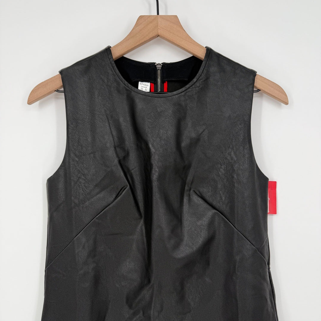 SPANX Il Fitted Dress Luxe Black Sleeveless Sheath Midi Bodycon Career Size S