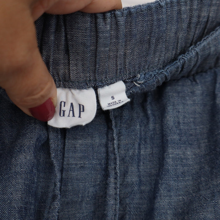GAP Pants Womens S Chambray Pull-On Blue Elastic Waist Cotton Excellent