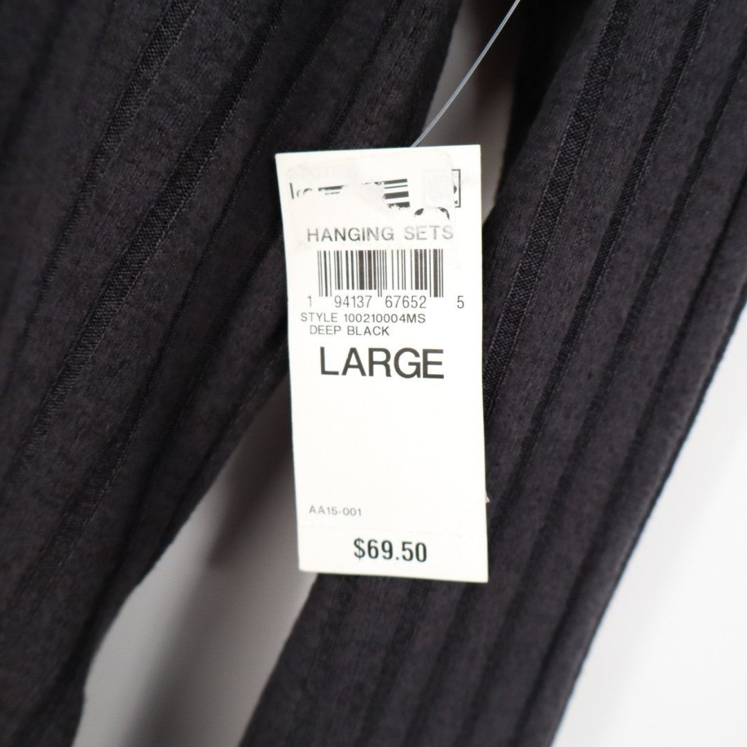 State Of Day Intimates Sleep Top Womens L Faded Black Stretch Ribbed Henley Neck