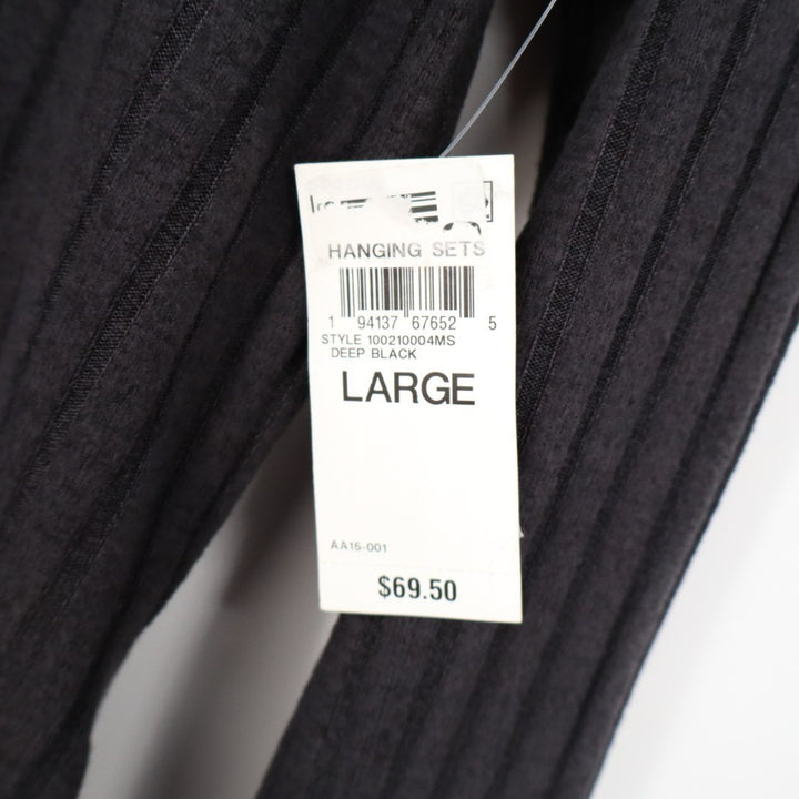 State Of Day Intimates Sleep Top Womens L Faded Black Stretch Ribbed Henley Neck