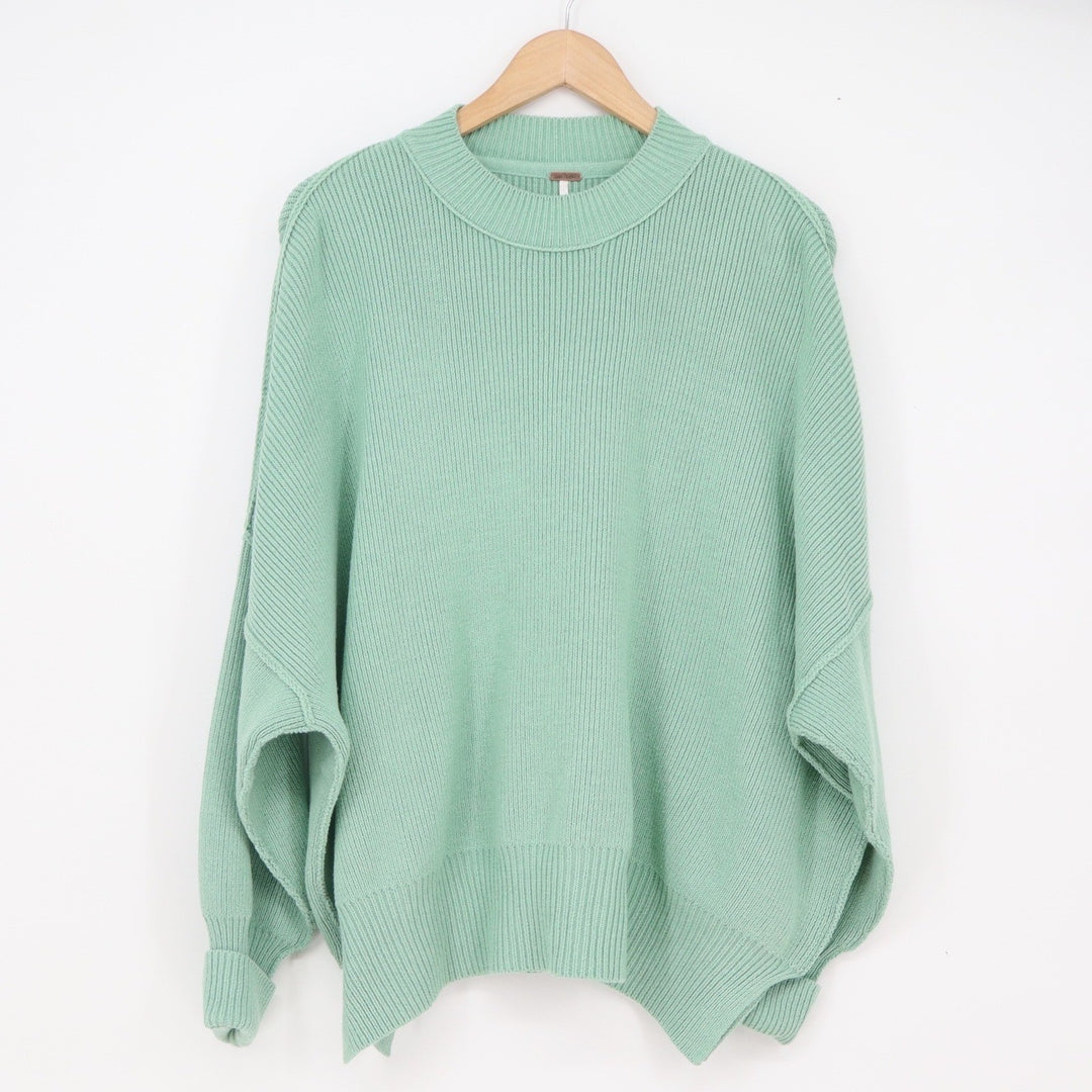 Free People Sweater Women's XS Easy Street Sage Green Ribbed Mock Neck Excellent