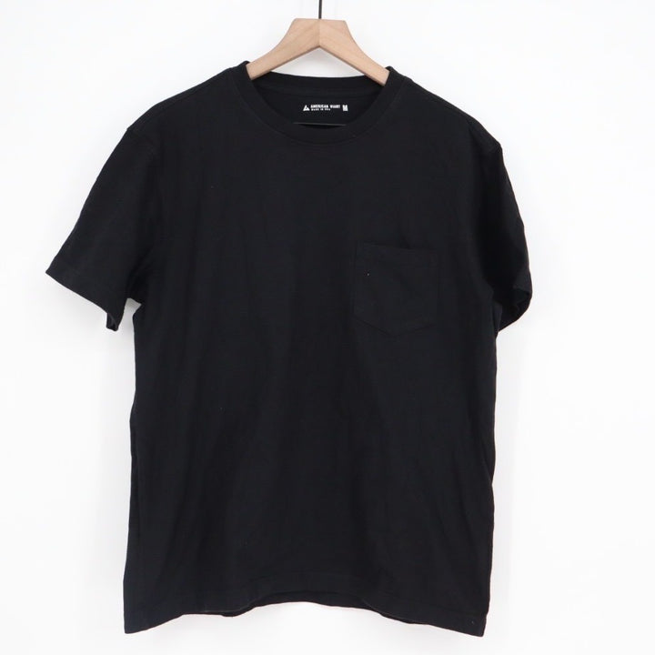 American Giant T-Shirt Mens M Black Cotton Front Pocket Crew Neck Short Sleeve