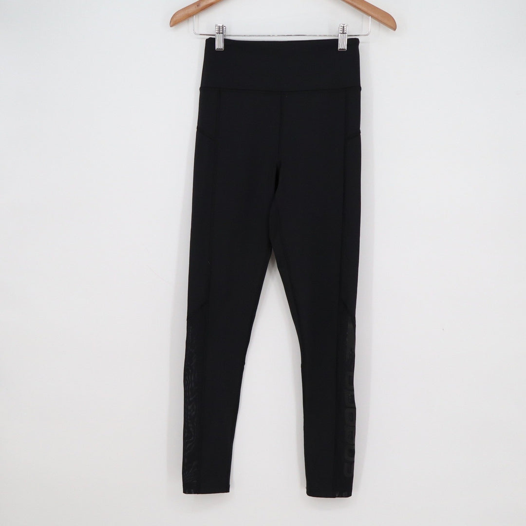 Speedo Women's High Waisted Mesh Panel Activewear Leggings Black XS