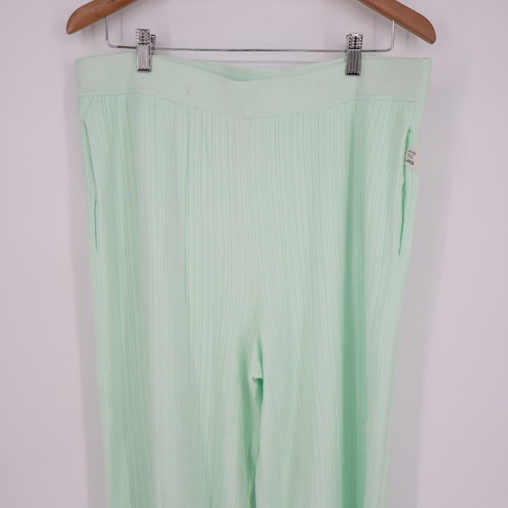 State of Day Intimates Pajama Pants Womens Large Butter Mint Green Ribbed Knit