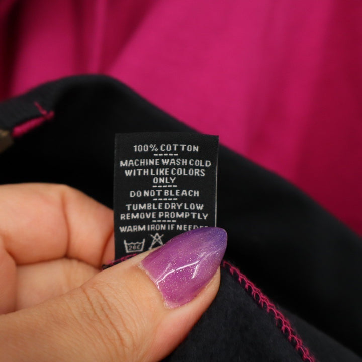 American Giant Hoodie Womens Large Pink Black Logo Fleece Lined Full Zip