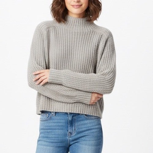 Madewell Cropped Sweater Womens 2XS Gray Knit Wool Mock Neck Long Sleeve Outdoor