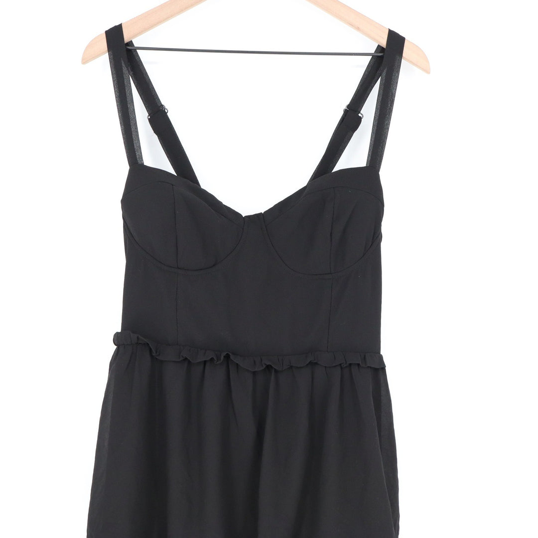 Lulus Black Tiered Ruffle Maxi Dress XL Bustier Lace Up Back Formal Gown 6299