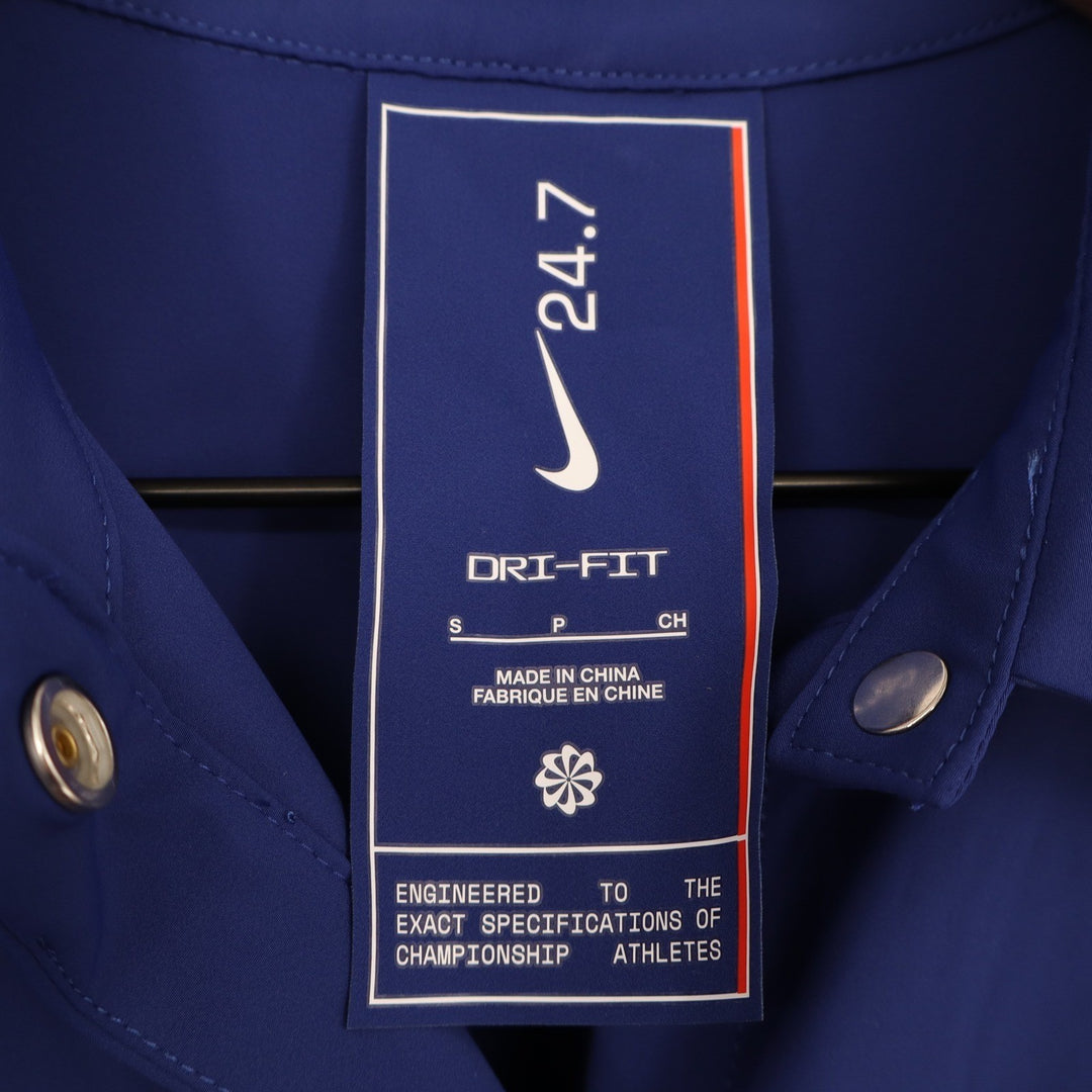Nike 24.7 Dri-FIT Oversized Button Down Shirt Royal Blue Snap Front Womens Small
