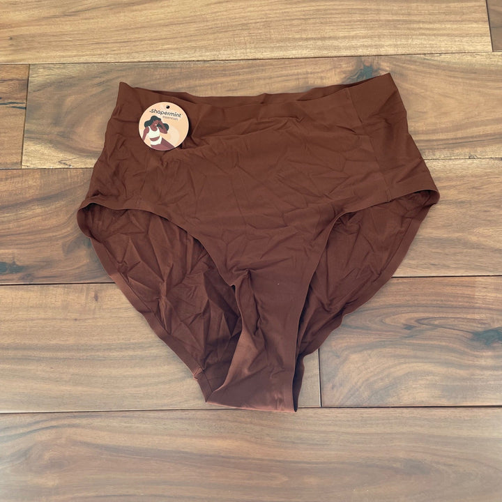 Shapermint Essentials High Waisted Briefs Brown Shapewear Full Coverage S-XL