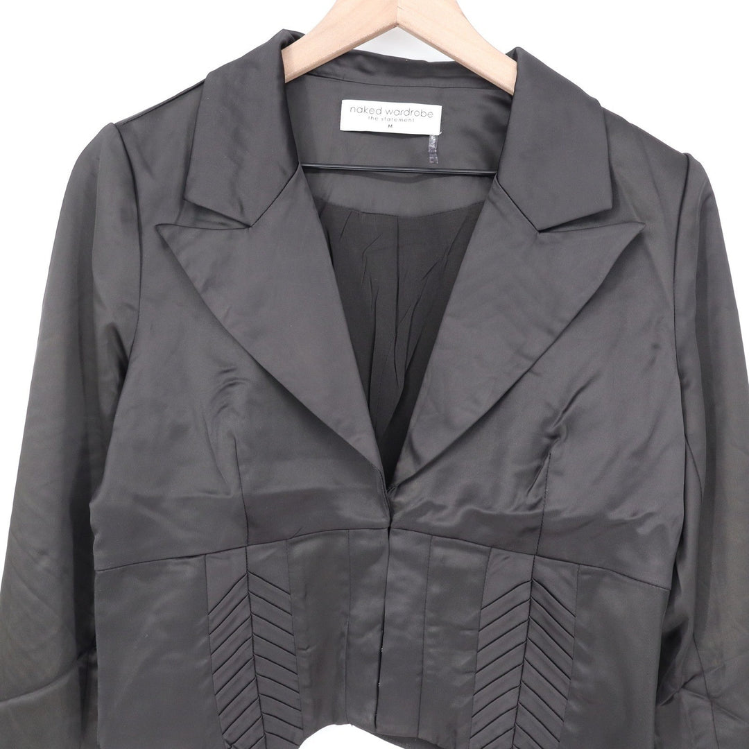 Naked Wardrobe The Statement Black Cropped Garter Blazer Jacket M