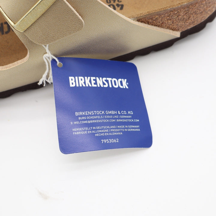 Birkenstock Arizona Metallic Gold Two Strap Slide Sandals 40 L9 M7 NEW