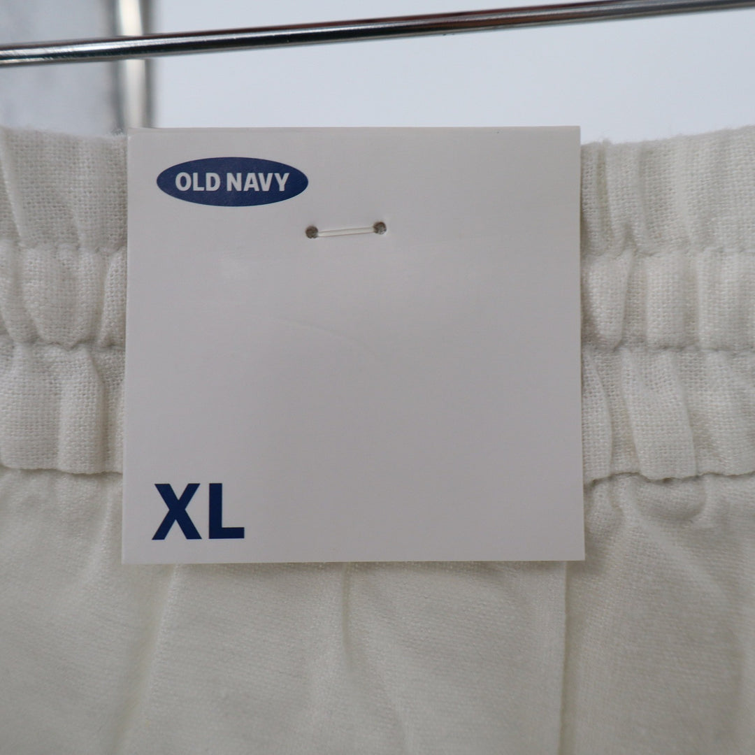 Old Navy Womens XL Cream Linen Blend Pull On Elastic Waist Drawstring Shorts NEW