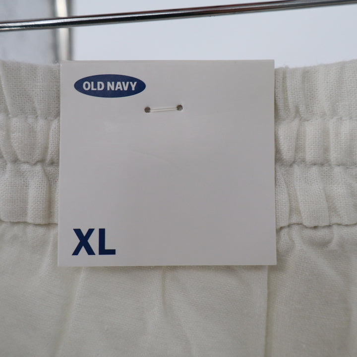 Old Navy Womens XL Cream Linen Blend Pull On Elastic Waist Drawstring Shorts NEW